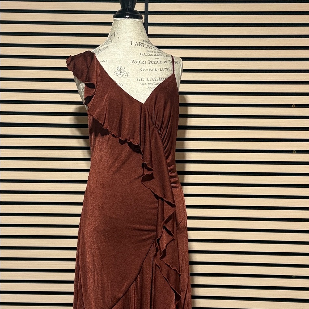 📌 Anthropologie Asymmetrical Ruffled Dress. Size L - Picture 6 of 13